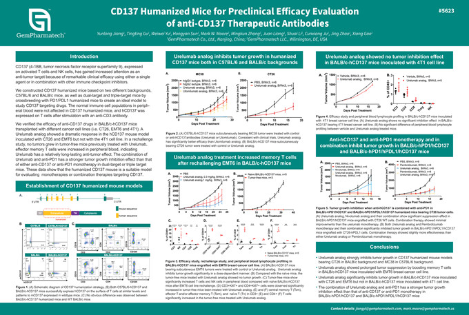 CD137 humanized mice for preclinical efficacy evaluation of therapeutic antibodies